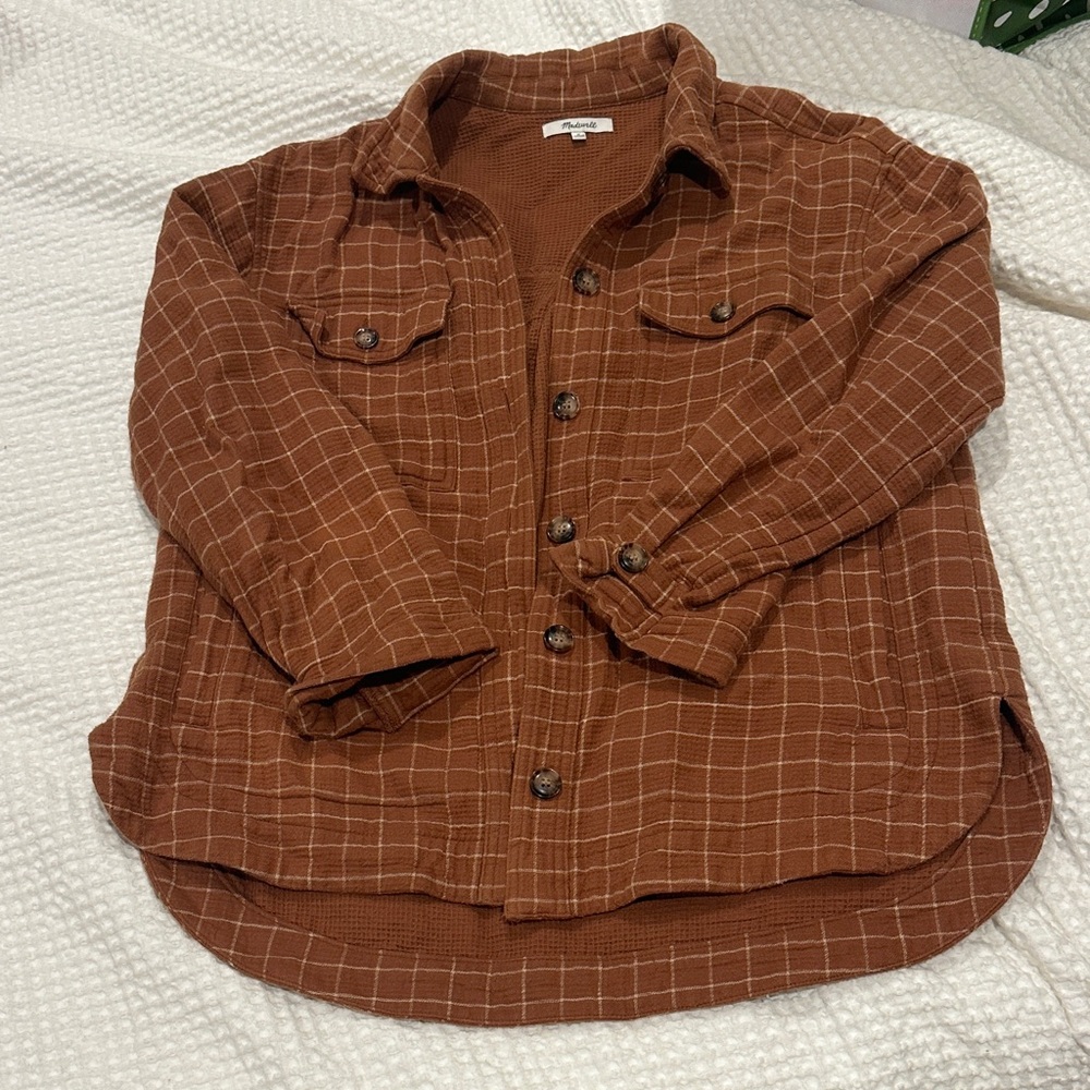 Madewell Women's Brown Checkered Button Down Shirt